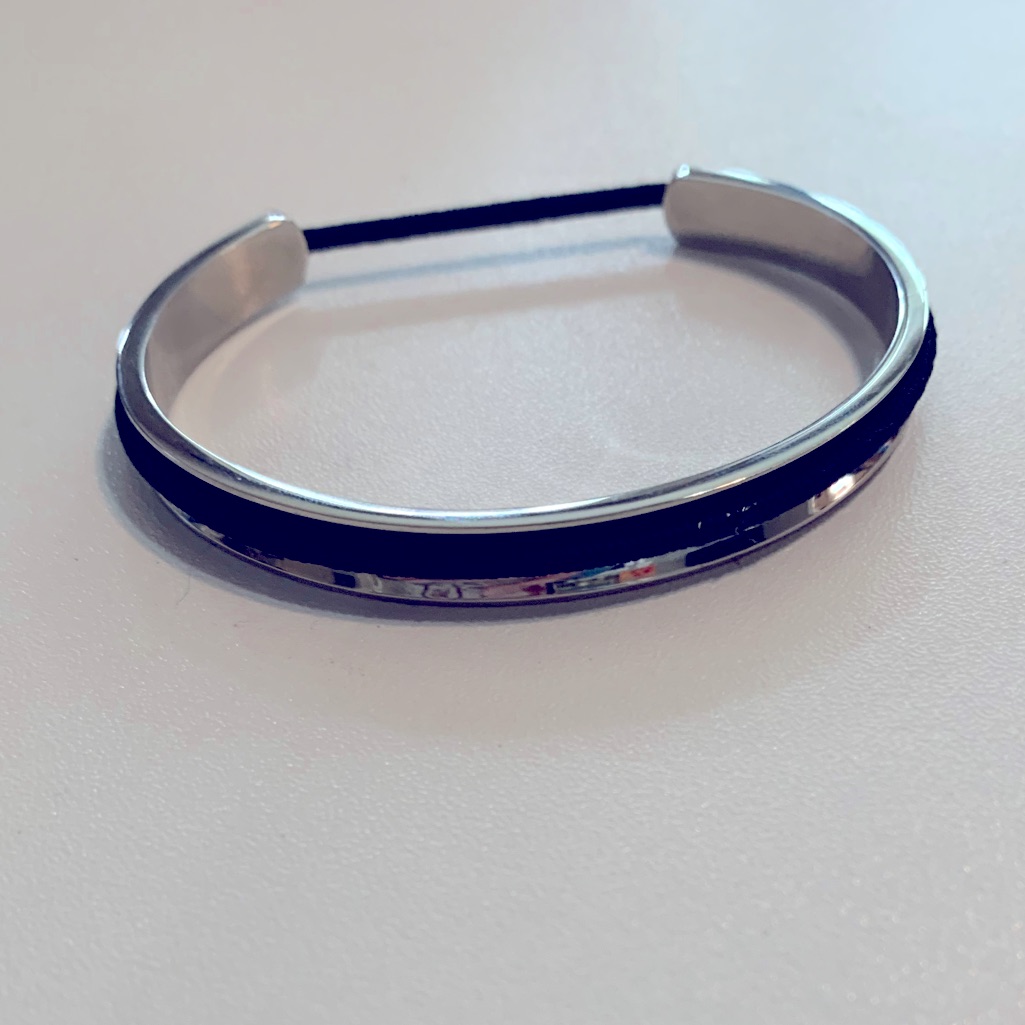 Ashley Bridget Silver Hair Elastic Holder Cuff Bracelet